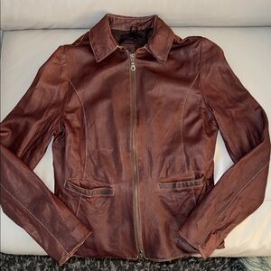 Vintage Roots Brown Leather Jacket sz 6 Made in Canada